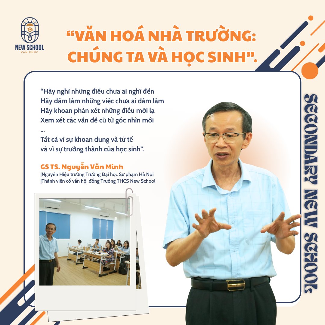 BUỔI BỒI DƯỠNG ĐỘI NGŨ CÁN BỘ, GIÁO VIÊN, NHÂN VIÊN TẠI TRƯỜNG THCS NEW SCHOOL CÙNG GS.TS NGUYỄN VĂN MINH – NGUYÊN HIỆU TRƯỞNG TRƯỜNG ĐẠI HỌC SƯ PHẠM HÀ NỘI